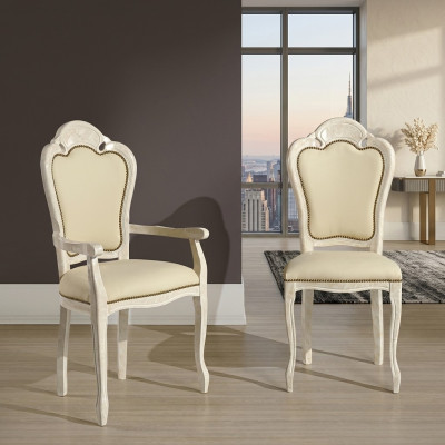 Stoel zonder armleuning Eetkamerstoel Hout Stof Eetkamerstoelen Design Fauteuil Nieuw