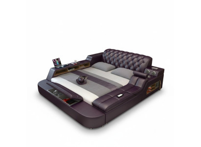 Ontwerpbed XXL Grote Bedden Lederen Hotel Bekleding 180x200 Multifunctioneel Rek