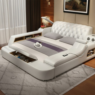 Ontwerp Multifunctioneel Bed XXL Grote Bedden Lederen Hotel Bekleding 150x200cm.