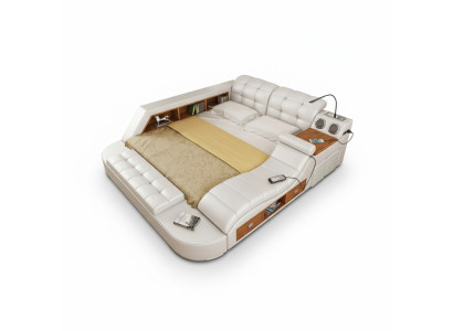 Twee luxe lederen bedden + USB-bekledingsbedden Moderne hotel Multifunctioneel Direct