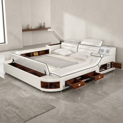 Multifunctioneel bed tweepersoons bedden hotel xxl grote gestoffeerde bedden USB-geluid