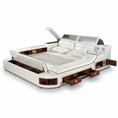 Multifunctioneel bed tweepersoons bedden hotel xxl grote gestoffeerde bedden USB-geluid