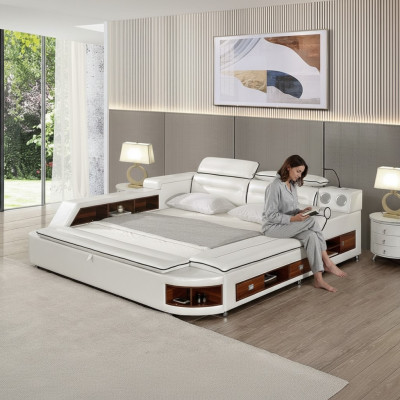Ontwerp Leren Bedden Hotel Dubbele Plank Massage Ligbed Multifunctioneel Bed