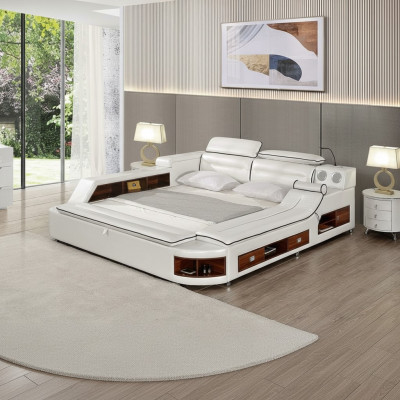 Ontwerp Leren Bedden Hotel Dubbele Plank Massage Ligbed Multifunctioneel Bed