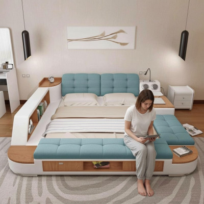 Kussens bedden Moderne Hotel Multifunctioneel Nieuw Dubbel Luxe Ontwerp Leer