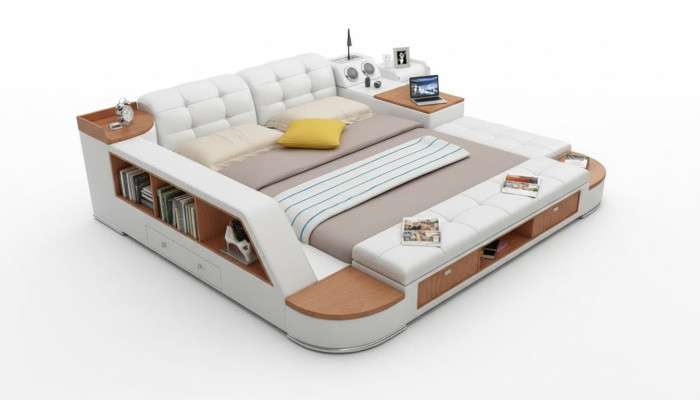 Multifunctionele slaapkamer ligplanken Luxe leren bedden 180x200
