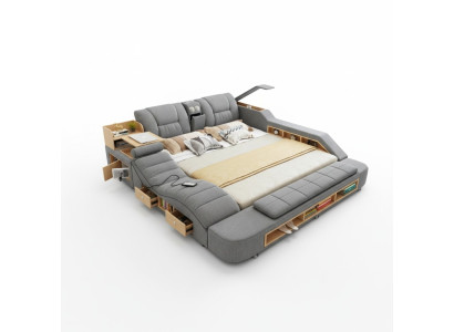 Ontwerp leren bedden Hotel Dubbel Nieuw Multifunctioneel bed Bluetooth-luidsprekers