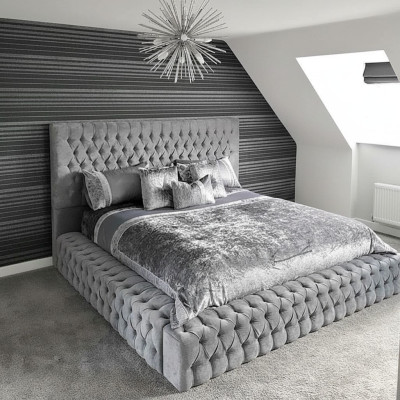 Tweepersoonsbedden Echtelijke Slaapkamer Lederen Hotel Nieuw Bedbekleding Ontwerp Luxe Metaal