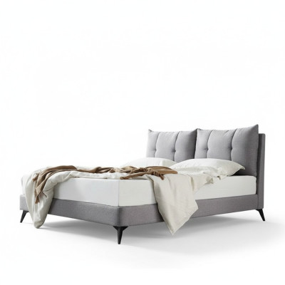 Tweepersoons Hotelbed Bedden Beige 180x200 Slaapkamer Lederen Bekleding Design