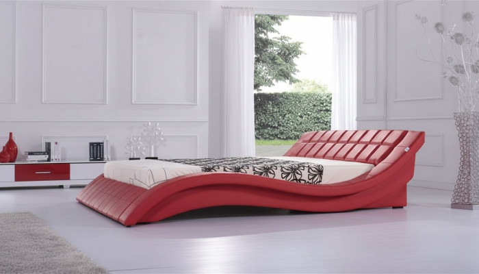 Tweepersoonsbed dubbel bed bedden XXL lederen frame Nieuw tweepersoonsbed ontwerper gestoffeerd.
