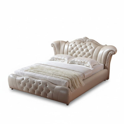 Ontwerp Chesterfield Bed Textiel Velours Bekleding Hotel Lederen Bedden Slaapkamer