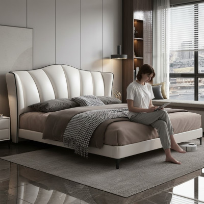 Bedtextiel Hotel Luxe Bekleding Lederen Stoel Italië Designer Bed Slaapkamer