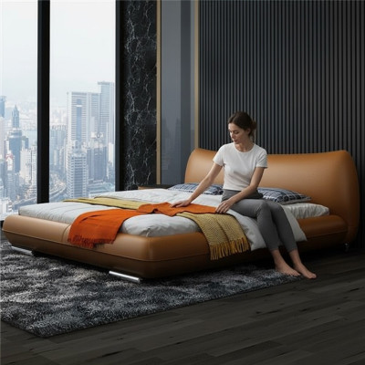 Bedden Textiel Leer Hotel Luxe Fluweel Bekledingsstof Designer Bed Slaapkamer