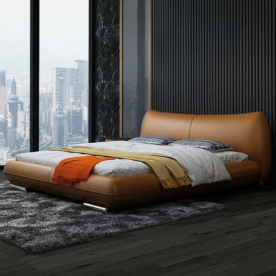 Bedden Textiel Leer Hotel Luxe Fluweel Bekledingsstof Designer Bed Slaapkamer
