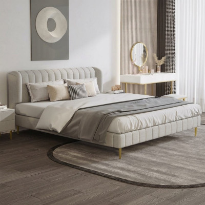 Bedden Dubbele Slaapkamer Luxe Chesterfield Designer Bed Leder Hotel