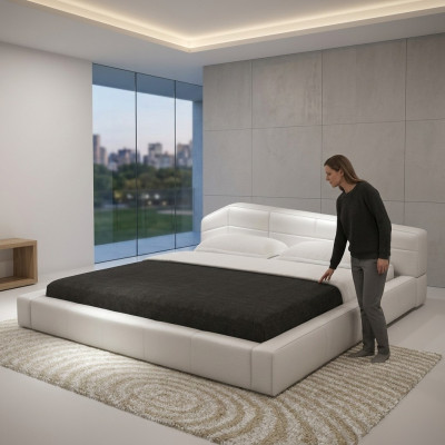 Modern hotelbedframe slaapkamer luxe lederen designbed dubbel