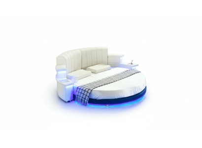Rond Bed Meubels Gestoffeerde Bedden Slaapkamer Meubelen Leren Bed LED