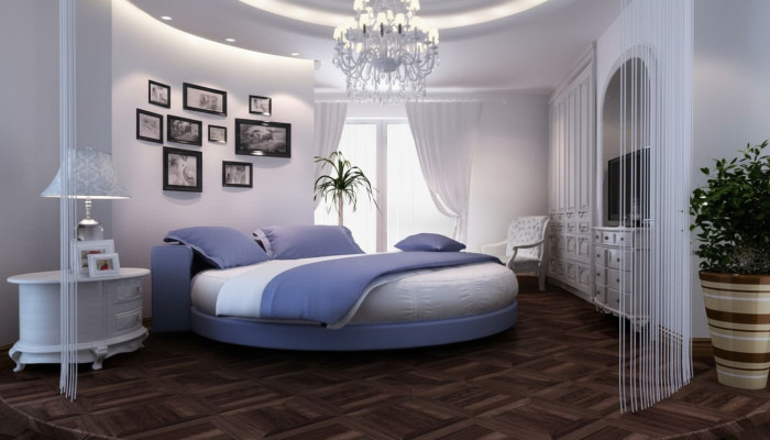 Rond leren bed 200x200 Luxe bekleding Ronde bedden Ronde stof Hotel