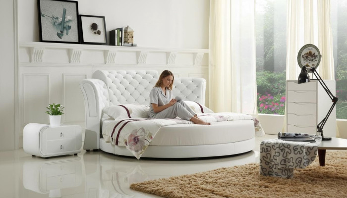 Chesterfield Rond Bed Meubels Gestoffeerde Bedden Slaapkamermeubels Lederen Bed Hotel