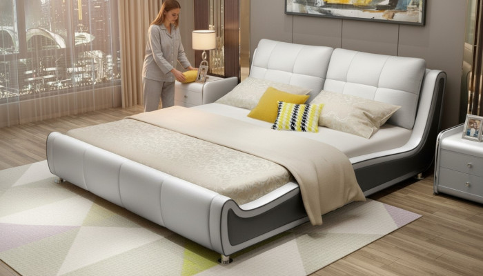 Bett Polster Design Decorum Luxe Dubbel Hotel Bedden Huwelijks slaapkamer Leer