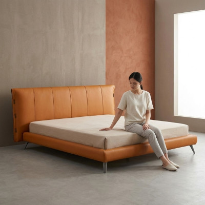 Bedden met dubbele bekleding in metalen design Luxe bed Slaapkamer Italiaans