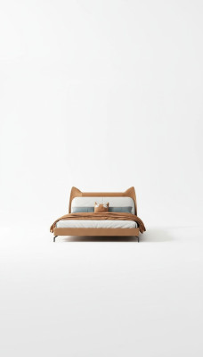 Modern hotel met leren stof tweepersoonsbed van 160x200 cm designer beddengoed dubbel.