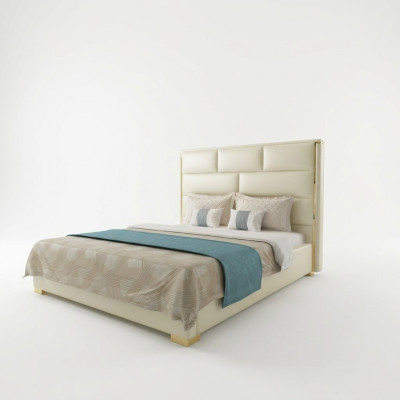 Ontwerper tweepersoonsbed bed slaapkamer bedden leer hotel luxe gestoffeerd