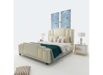 Bedden tweepersoons luxe slaapkamer Hotel Designer bed 180x200 leer