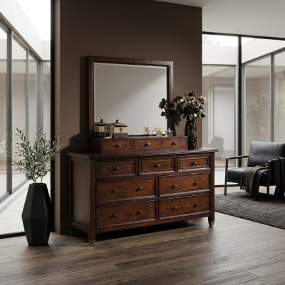 Buffet Dressoir Commode met Spiegel Echt Handwerk Hout Klassiek Dresseren