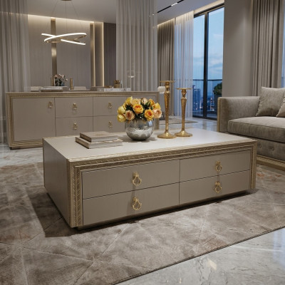 Klassieke salontafel houten tafel uitgesneden luxe ontwerp Italiaanse meubels Nieuw