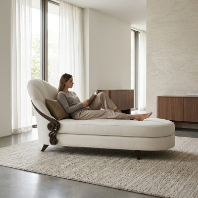 Chaiselongue Elegant Ligstoel Italiaanse meubels Ligbed Hout Italiaanse meubels