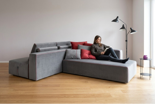 Bank L-vorm Textiel Bank Hoek Gestoffeerd Zitbank Woonkamer Modern Alfitalia