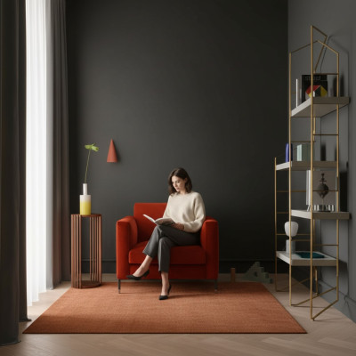 Ontwerp Lounge Club Relax Fauteuil Stoel Bekleding Televisie Textiel Rood Luxe Stof Nieuw