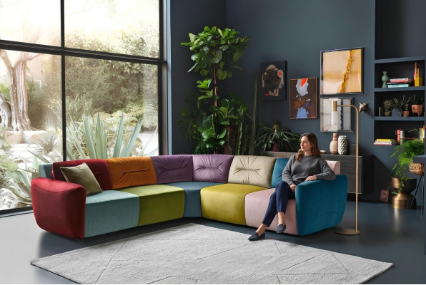 Hoekbank Stoffen Hoek Woonlandschap Ontwerp Hoekbank Bank Bank Italië Alfitalia