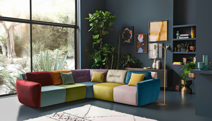 Hoekbank Stoffen Hoek Woonlandschap Ontwerp Hoekbank Bank Bank Italië Alfitalia