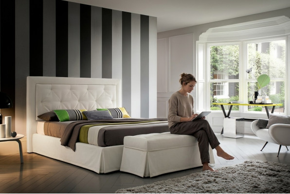 Chesterfield bedden 180x200cm slaapkamer textiel stof bed design luxe hotel