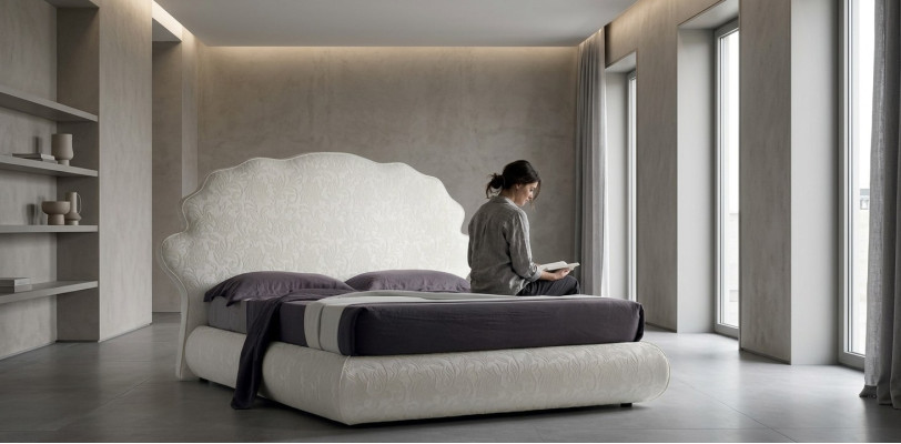 Luxe Italiaans design meubels slaapkamer tweepersoonsbed 160x200cm houten textielmeubels