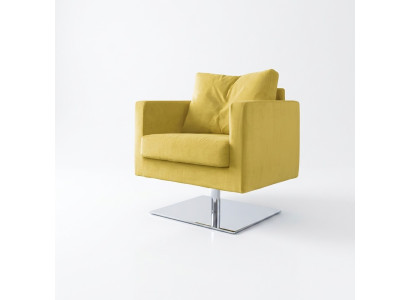 Fauteuil Stoel Bekleding TV Textiel Geel Luxe Stof Design Lounge Club Relax Nieuw