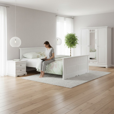 Designer slaapkamer bed 2x nachtkastjes kledingkast set nieuw 180x200cm 4-delig