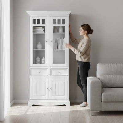 Landhuis kast vitrine laden XL rek zolder vitrinemeubels