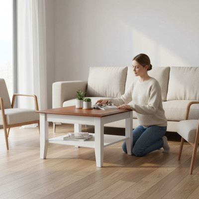 Bijzettafels Hout Handgemaakt Salontafel Massief houten tafel Klassieke bank Nieuw