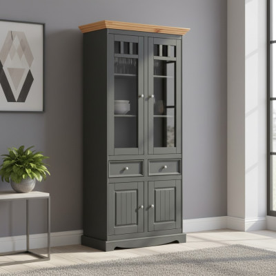 Moderne vitrinekast vitrine handgemaakt massief houten kasten massief hout glas