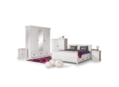 Slaapkamer set Dubbel Bed 2x Nachtkastje Console Bedden Hotel Bekleding 5-delig.