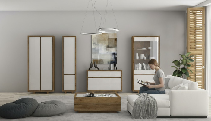 Woonkamerset Vitrine Dressoir Wandmeubels Ladenkast Tafel Meubelen Hout 4-delig