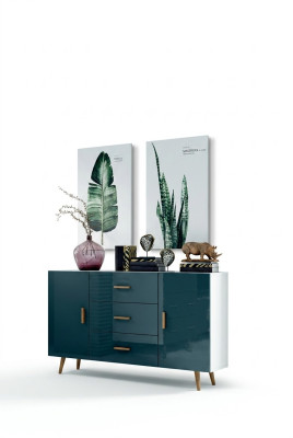 Ladenkast woonkamer kast 140cm XL lage borden moderne houten dressoir sideboard