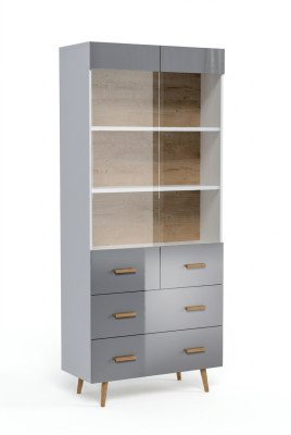 Vitrine Buffet Kast Plank Modern Stijl Woonkamer Collectie Grijs Vitrines