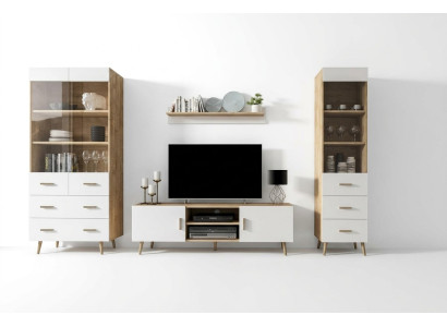 Woonkamer set woonkamer set vitrine commode wandplank vitrinekasten woonwanden 4-delige set