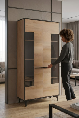 Vitrine ladekast glazen ontwerpkast hout Nieuw dressoir vitrine ladekasten