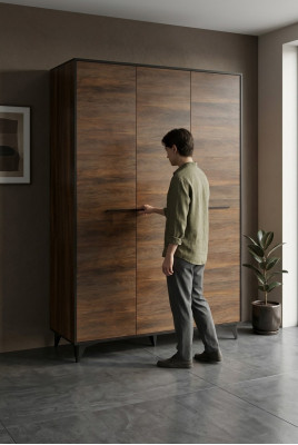 Kast Handwerk Massief houten kast Houten kledingkast Slaapkamer hout Nieuw
