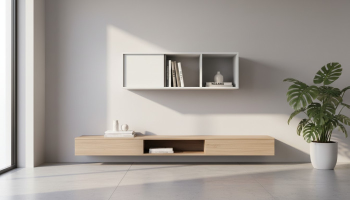 Moderne opbergplaats voor woonkamer wandplank houten boekenplank nieuw Siena Mati